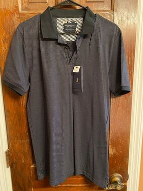 Denim & Flower Navy Microdot Polo